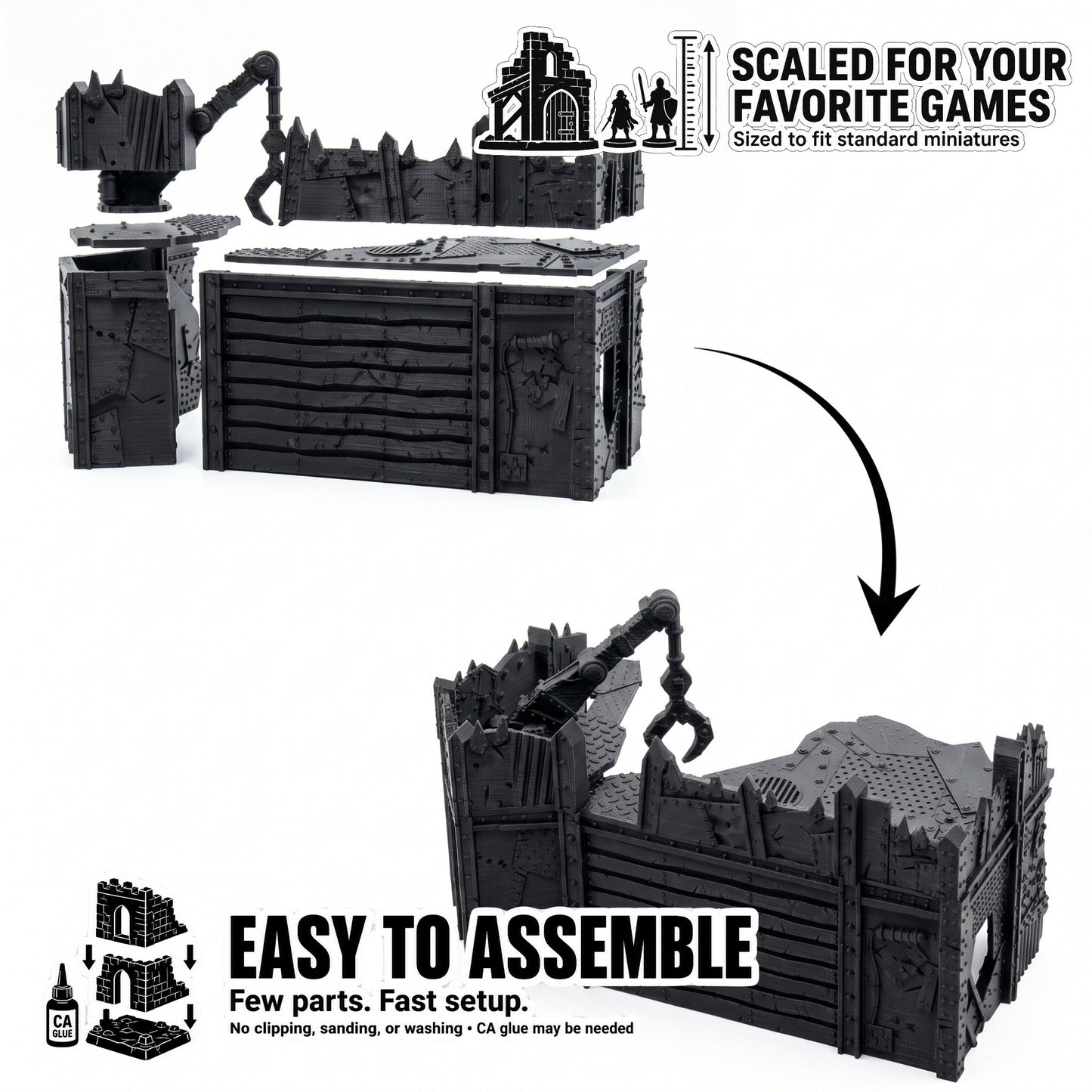 Scrap Stronghold – Scrapz Camp Ork 28mm Terrain Set