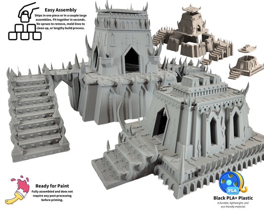 Bloodstone Bastions - 13 Part Set - Wargaming Terrain and Scenery. Crimson Anomaly Terrain Series. Fits 40k World Eaters and Khorne Daemons