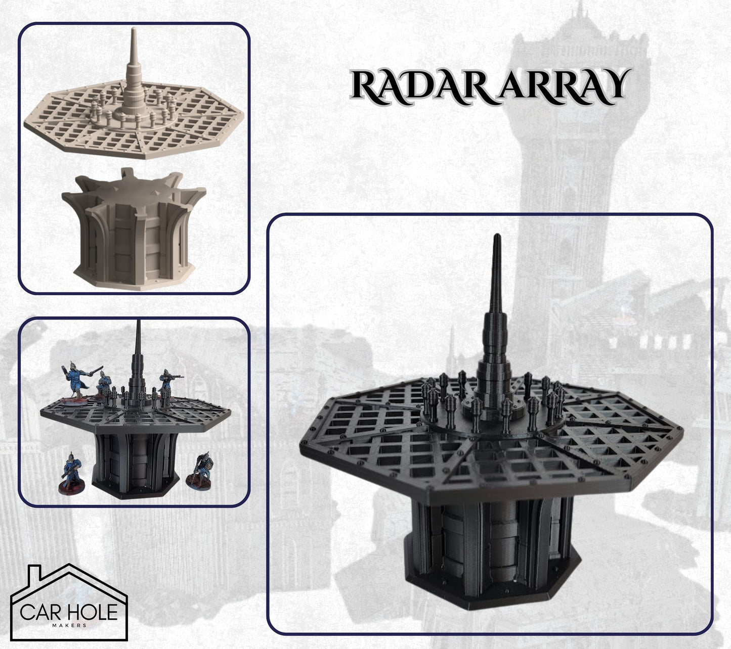 Sci-Fi Airfield Buildings – Control Tower, Ruins & Platforms for 28mm Wargames