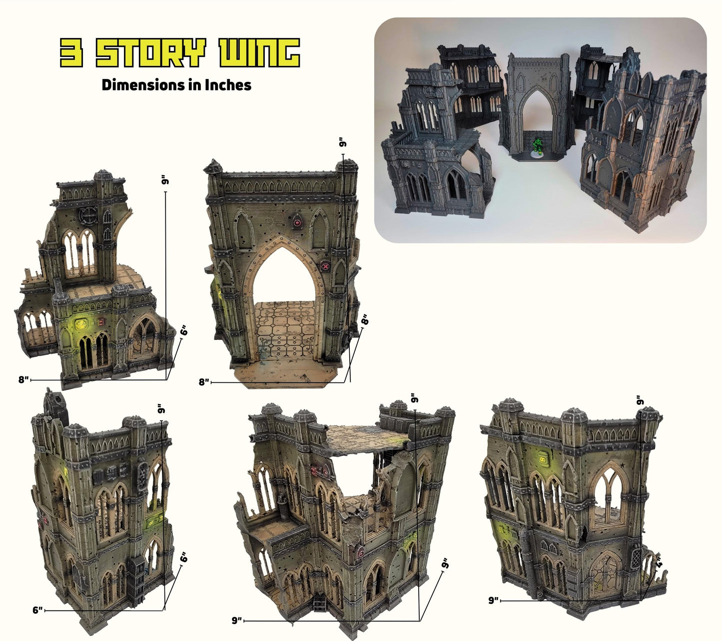 Full-Scale Modular Terrain – Domina Ferra HQ Gothic Fortress Set for 40K, Stargrave, Necromunda (28–32mm Compatible)