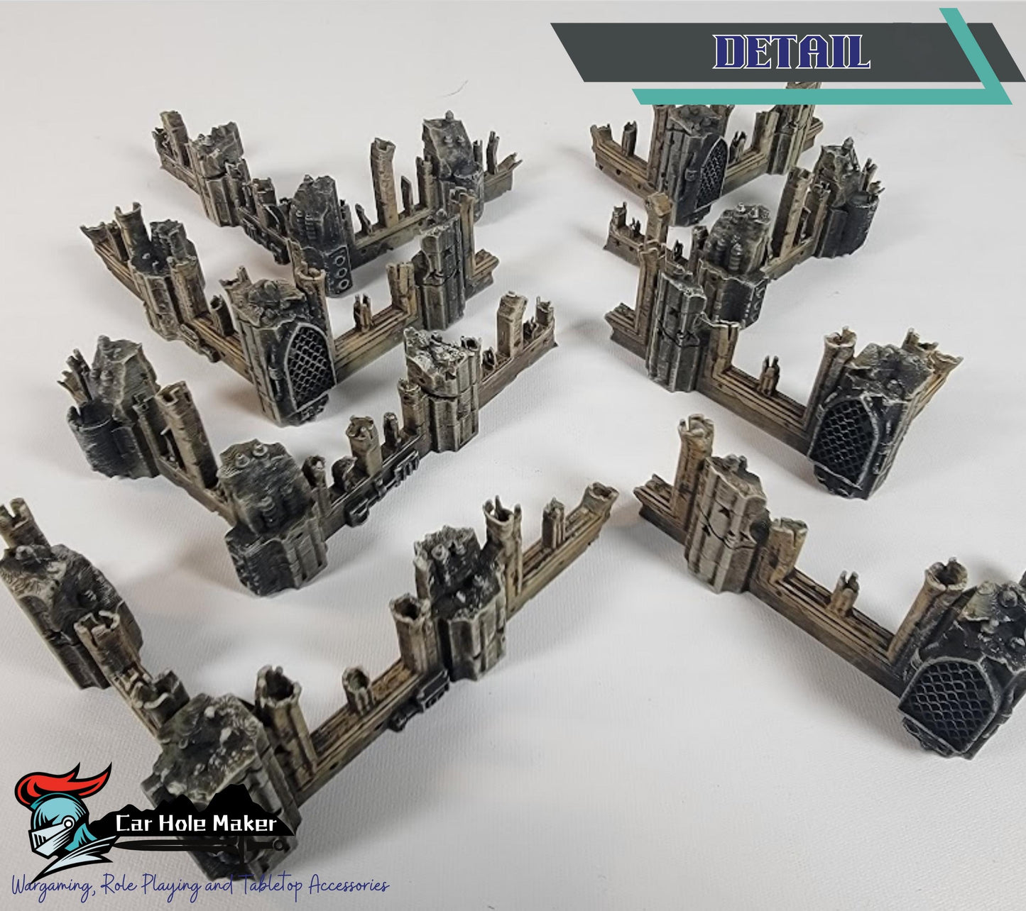 Tournament Terrain Set – Gothic Ruins with LOS Blocking & Platforms, Compatible with 28–32mm Sci-Fi Wargames and 10th Edition Match Play