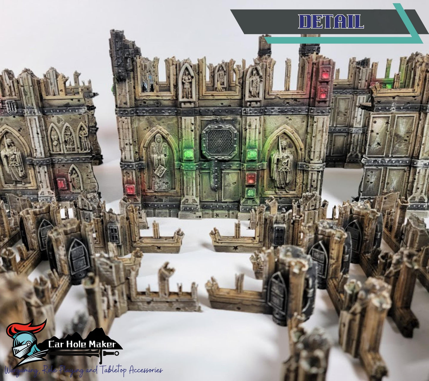 Tournament Terrain Set – Gothic Ruins with LOS Blocking & Platforms, Compatible with 28–32mm Sci-Fi Wargames and 10th Edition Match Play