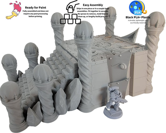 Chaos Altar - 2 Part Set Wargaming Terrain and Scenery. Sorcerers Planet Terrain Series. Fits 40k Thousand Sons and Tzeentch Daemons