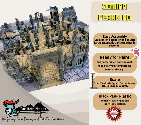 Full-Scale Modular Terrain – Domina Ferra HQ Gothic Fortress Set for 40K, Stargrave, Necromunda (28–32mm Compatible)