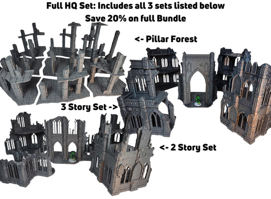 Imperialis HQ Tabletop Terrain, Gothic Sci-Fi Ruins Bundle Imperial Sector, 28mm Rpg & Wargame Scenery, 40k Tournament Game Set