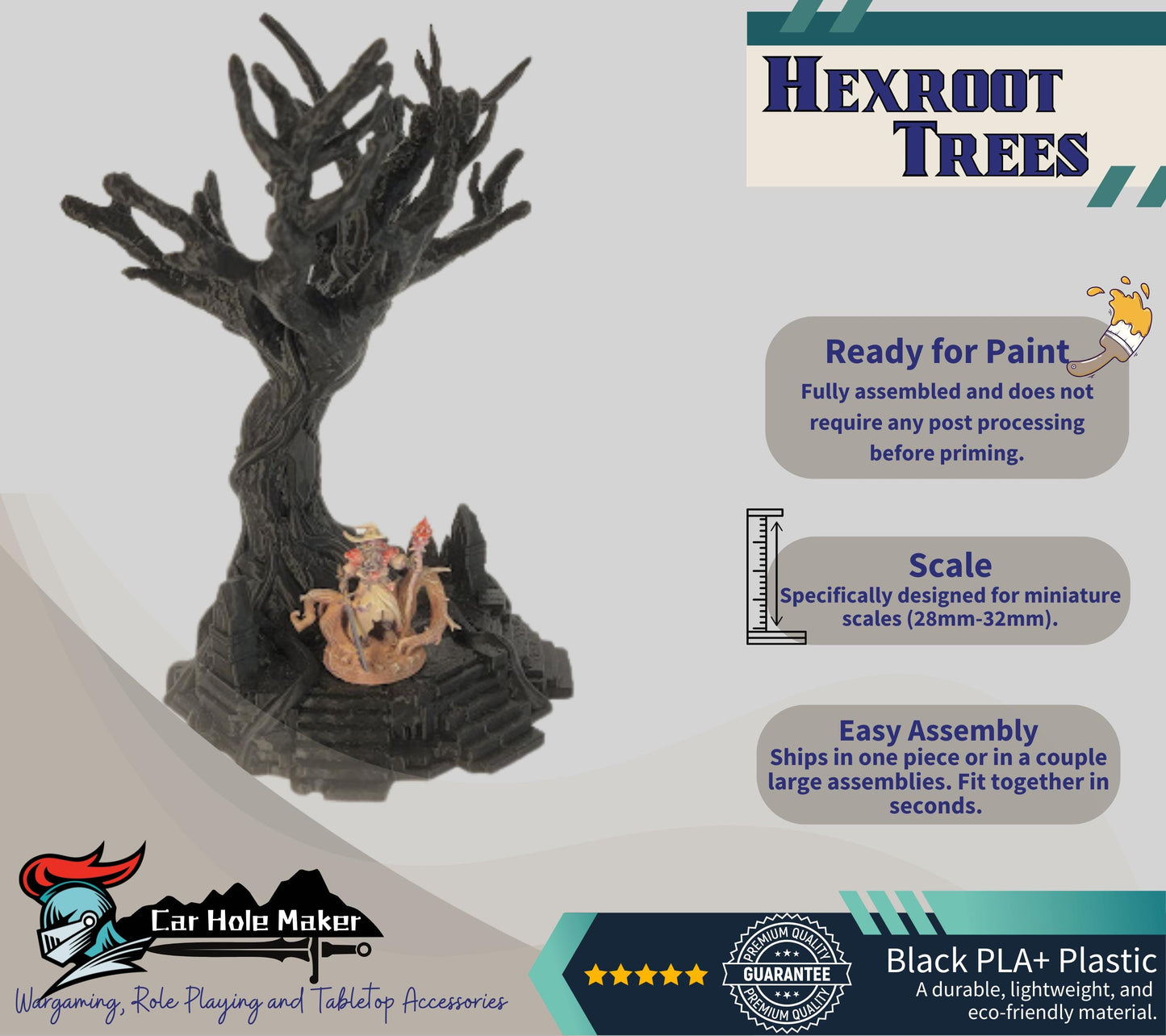 Hexroot Arcane Tree Terrain – 28mm-32mm Fantasy Wargame & RPG Scenery | Unpainted Jungle or Haunted Forest Scatter