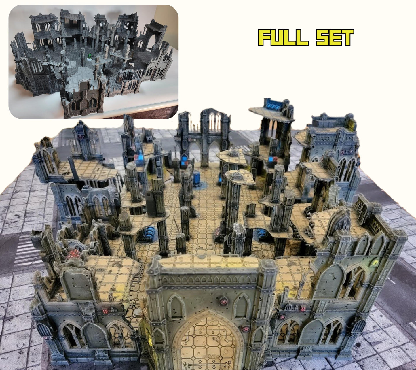 Full-Scale Modular Terrain – Domina Ferra HQ Gothic Fortress Set for 40K, Stargrave, Necromunda (28–32mm Compatible)
