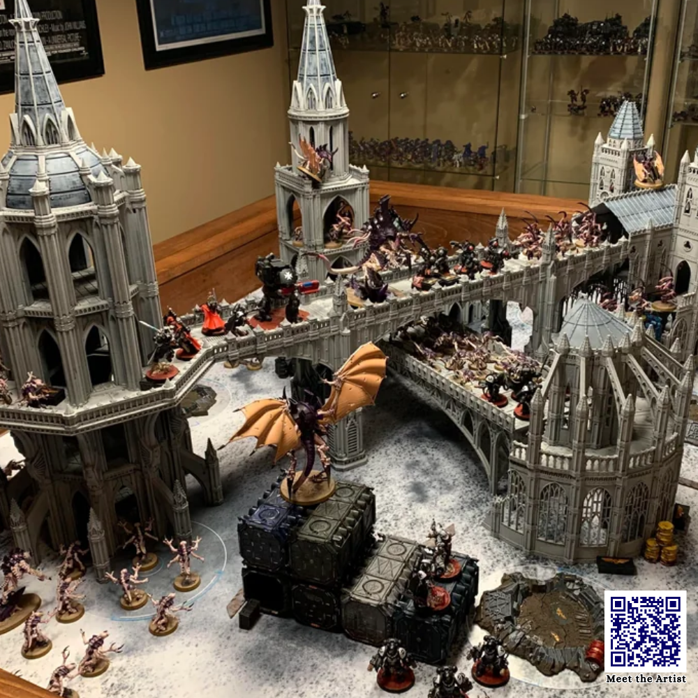 Massive War-Torn Imperial Cathedral – Gothic Sci-Fi Centerpiece Terrain with Twin Towers, Circular Rose Window & Ruined Interior (28–32mm)