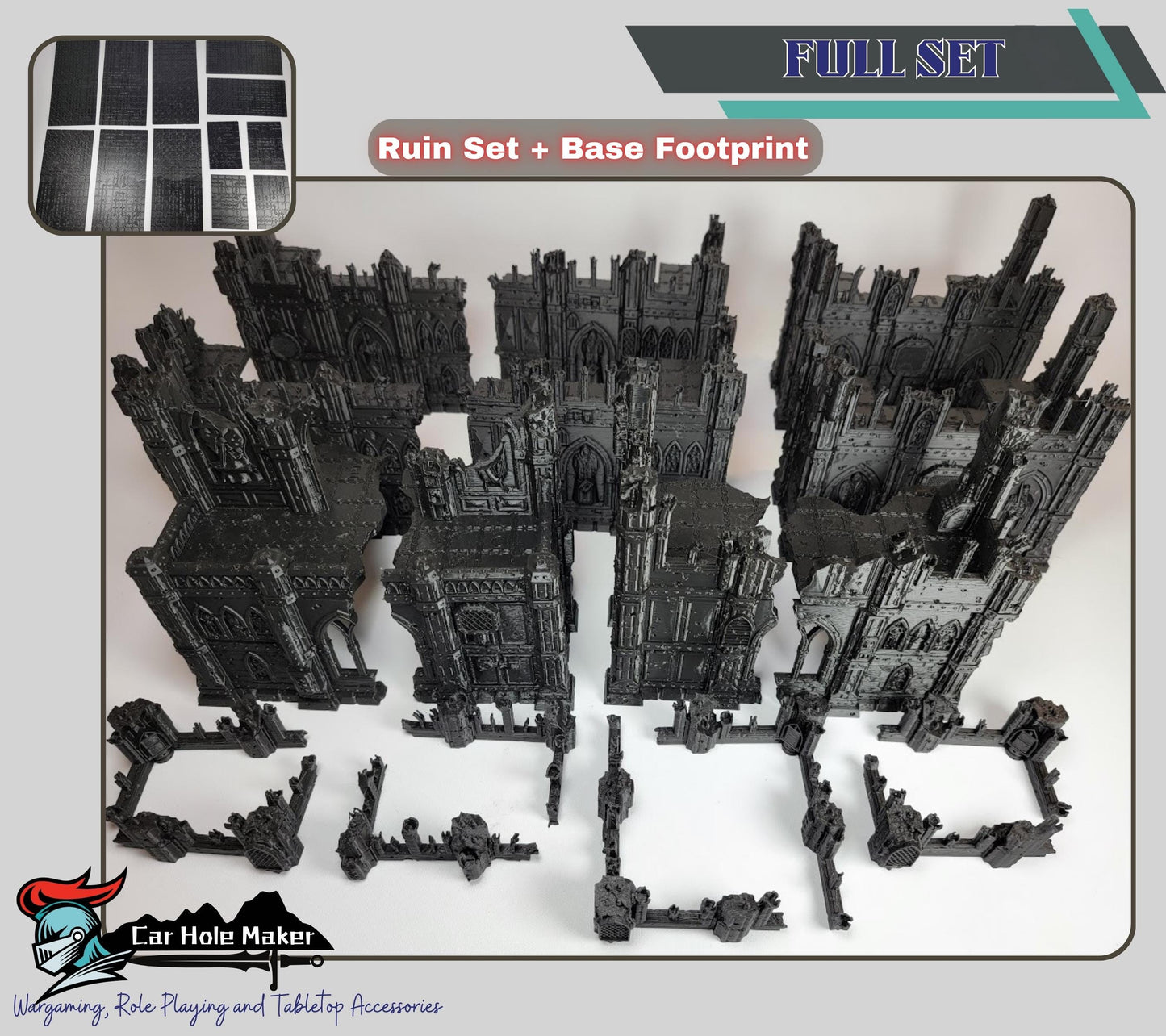 Tournament Terrain Set – Gothic Ruins with LOS Blocking & Platforms, Compatible with 28–32mm Sci-Fi Wargames and 10th Edition Match Play