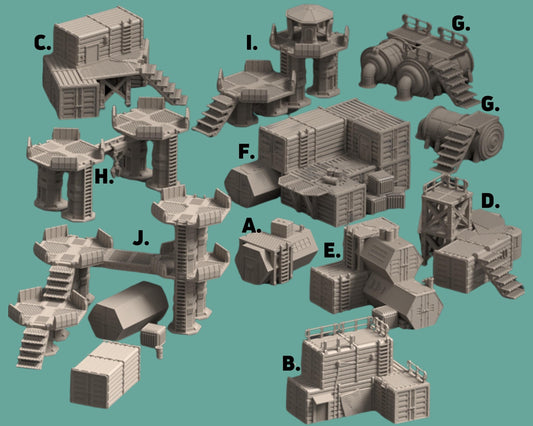 Damoclese Spaceport: Sci-Fi Wargame Terrain Set for 28mm Tabletop