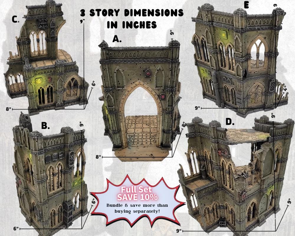 Gothic Sci-Fi Terrain: Modular Cathedral Ruins - 28mm Wargames