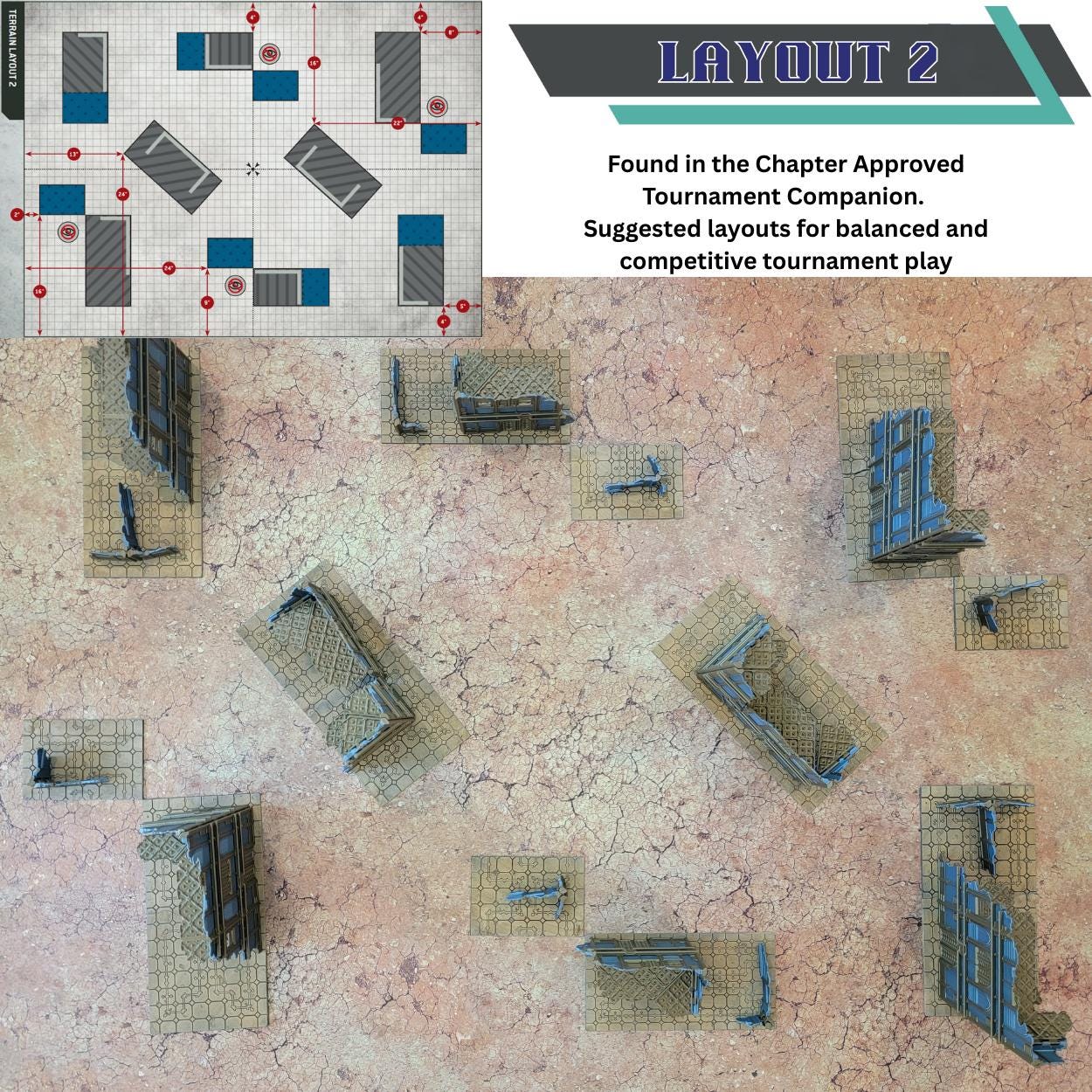 Foldable Gothic Ruins Terrain Set - Competitive Style 40k Terrain designed for GW Matched Play & 2025 Chapter Approved Tournament Companion