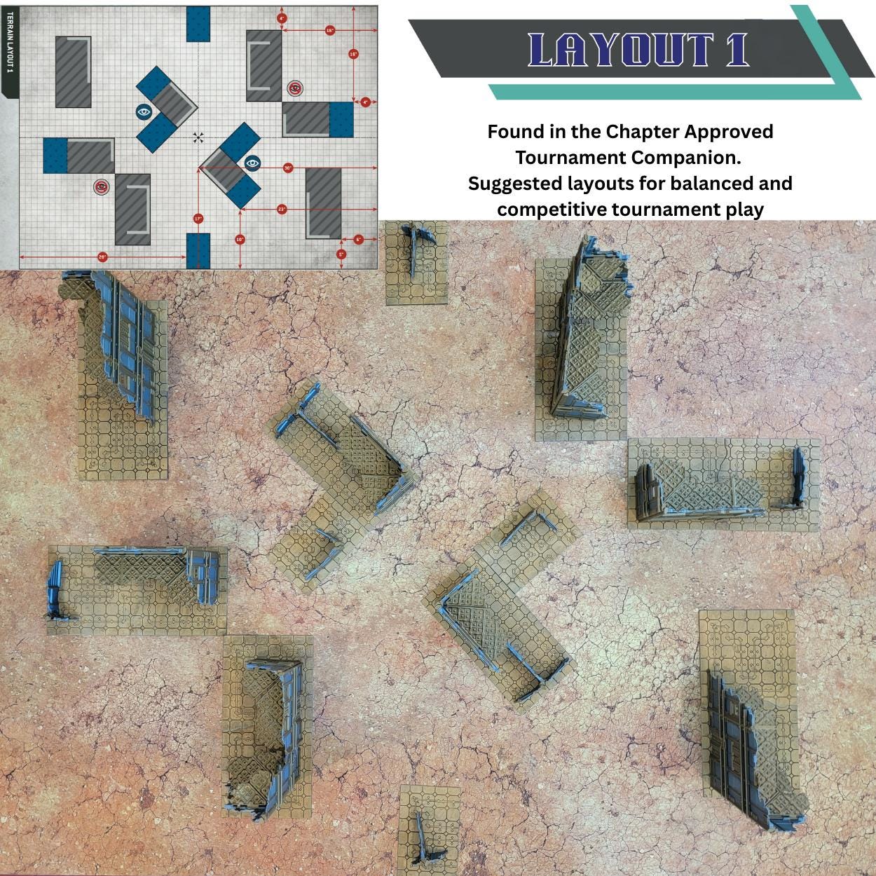 Foldable Gothic Ruins Terrain Set - Competitive Style 40k Terrain designed for GW Matched Play & 2025 Chapter Approved Tournament Companion
