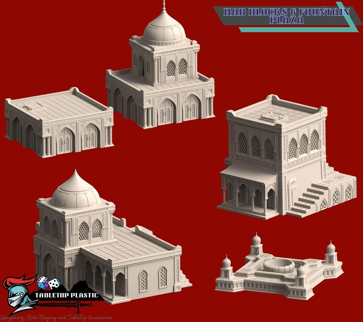 Epic Scale 6mm-8mm Desert Fortress City Terrain — Palaces, Walls & Hab Blocks Tabletop Scenery