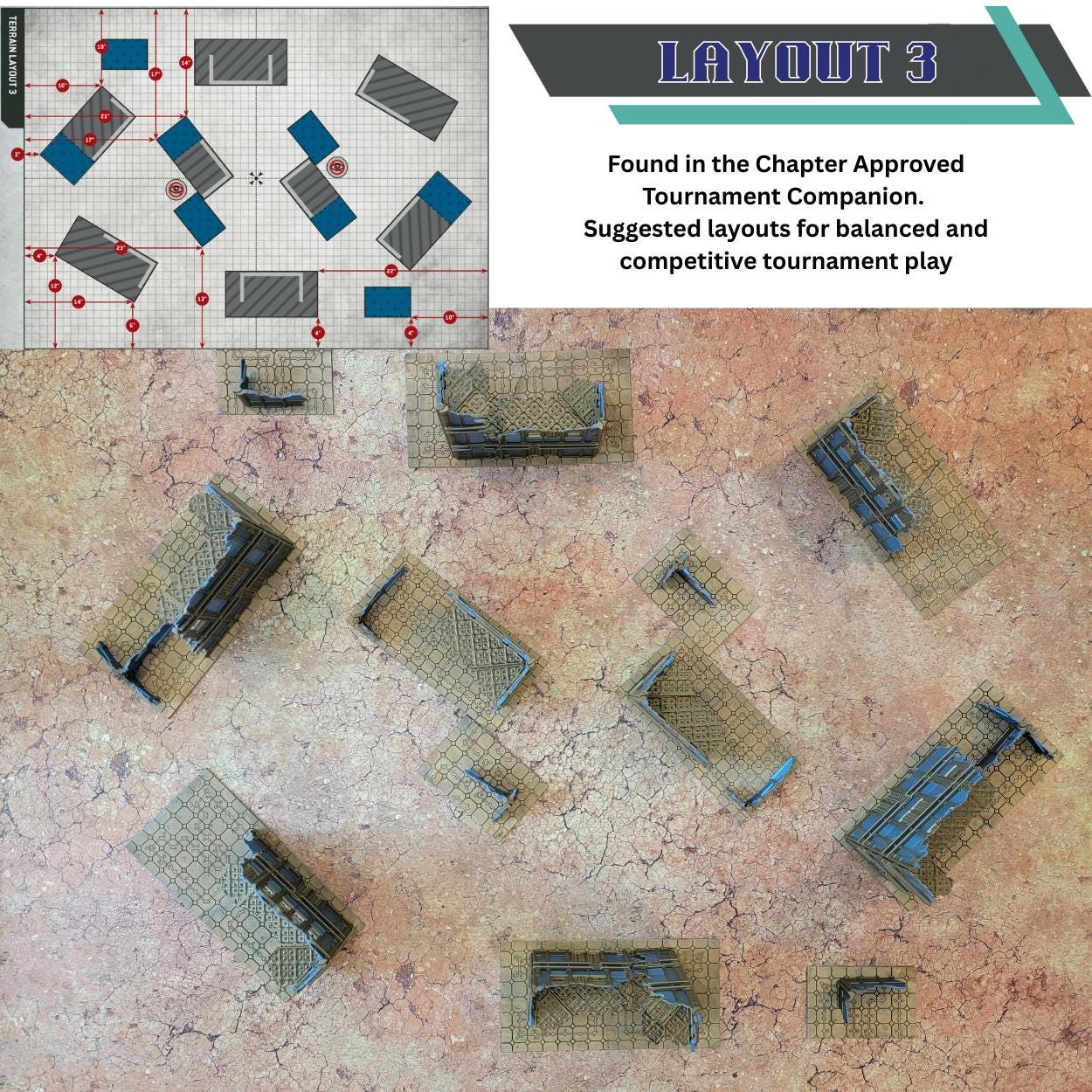 Foldable Gothic Ruins Terrain Set - Competitive Style 40k Terrain designed for GW Matched Play & 2025 Chapter Approved Tournament Companion