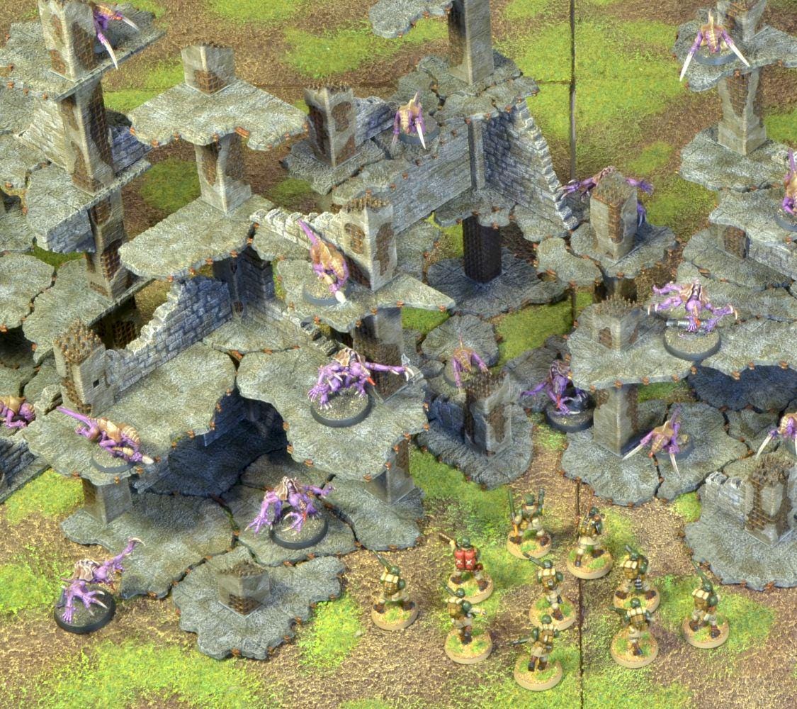 Modular Concrete Ruins Terrain Set: 28-32mm Grimdark Wargaming