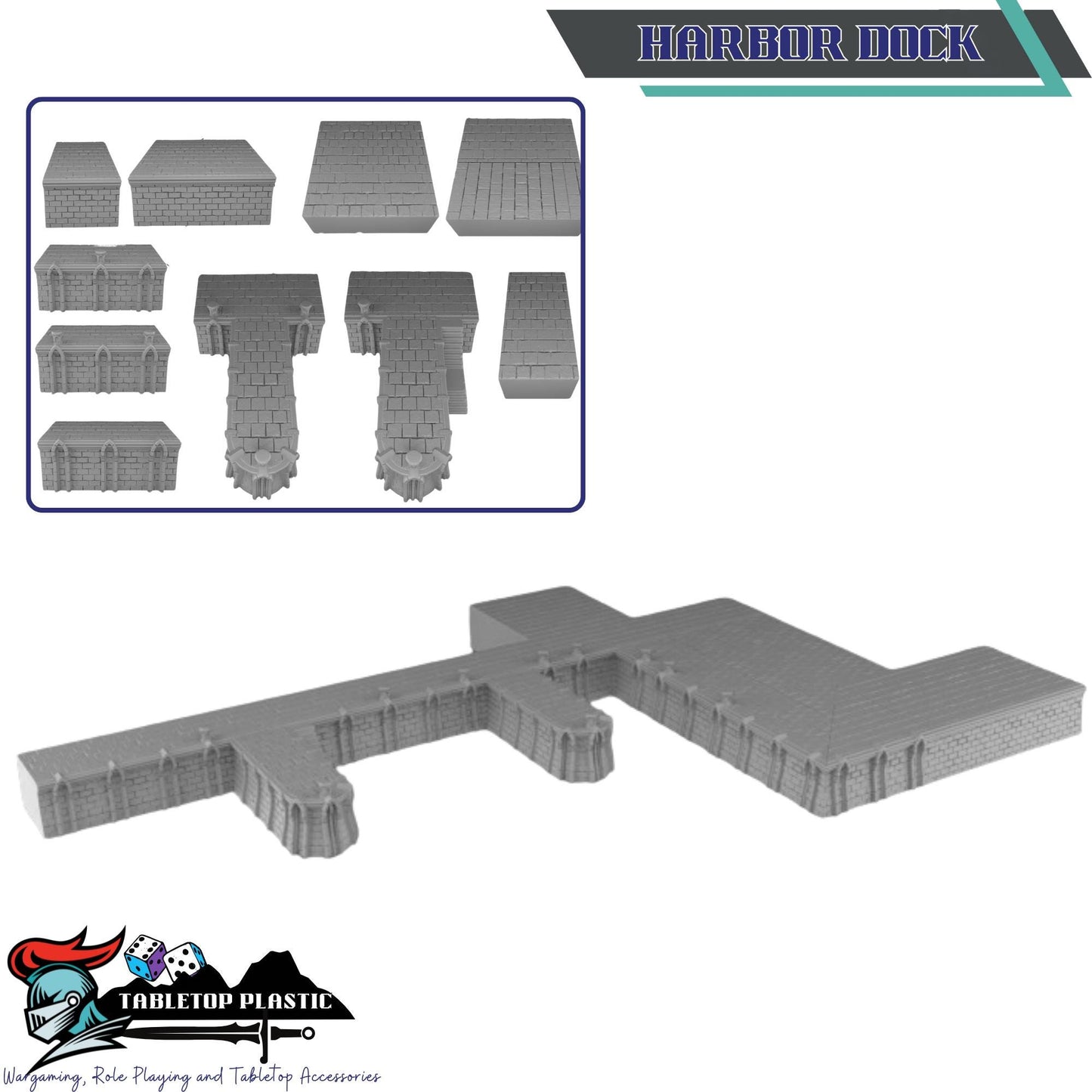 High Elf Harbor Terrain Set, 28mm Fantasy Seaport Scenery