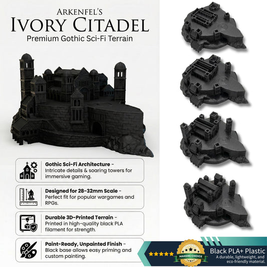 Ivory Citadel Centerpiece Terrain, White Stone Fortress Stronghold, 28–32mm Epic Siege Display & Battle Board Feature