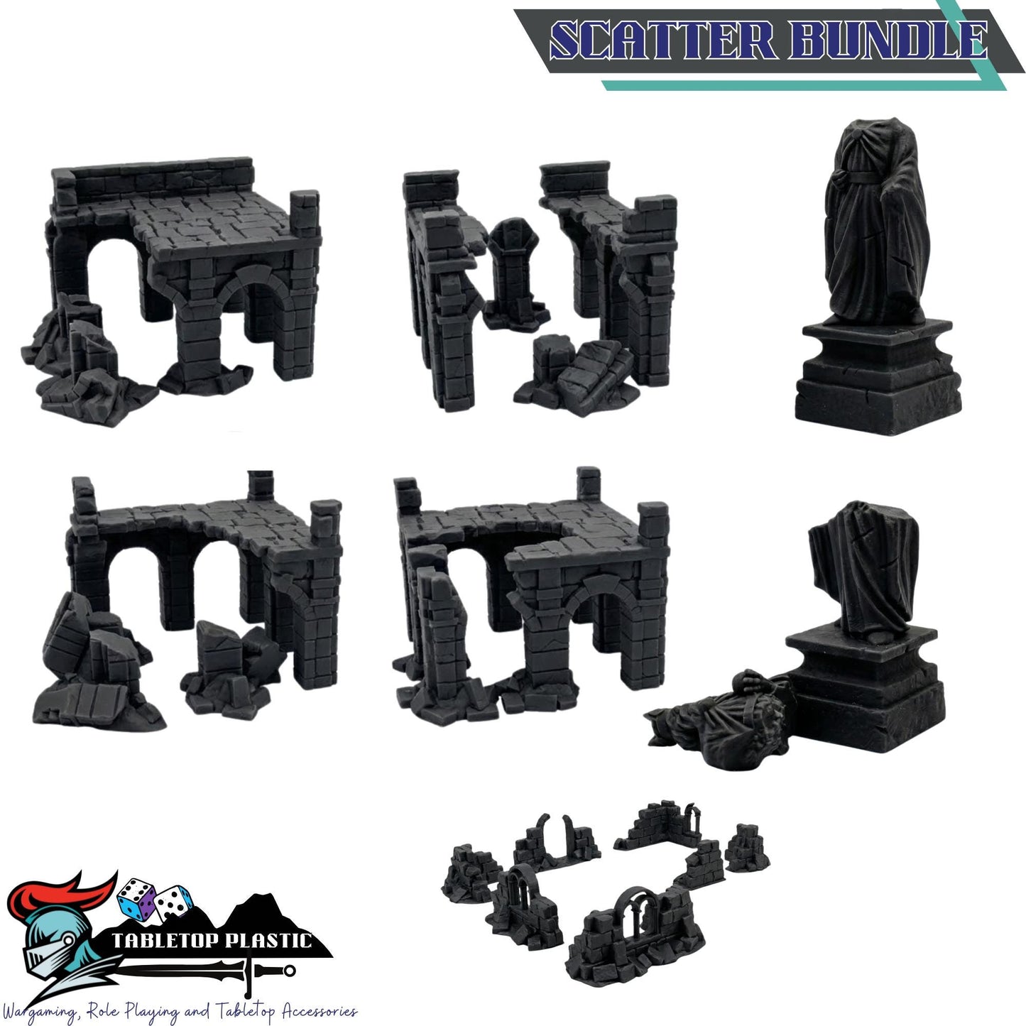 River City Ruins Terrain Set, Broken Bridges & Crumbling Stone Streets, 28–32mm Fantasy Aftermath Board Scenery