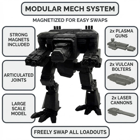 Dog Head Titan Proxy, Scout-Class Titan Walker, Magnet-Ready Weapons, 10.5” Tall, FDM Printed Model