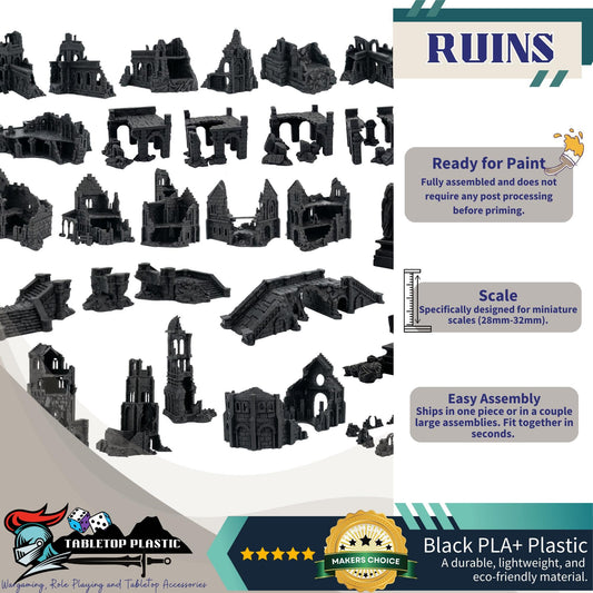 River City Ruins Terrain Set, Broken Bridges & Crumbling Stone Streets, 28–32mm Fantasy Aftermath Board Scenery