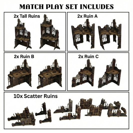 Gothic Ruins Terrain Set - 28mm Scale Tabletop Wargaming