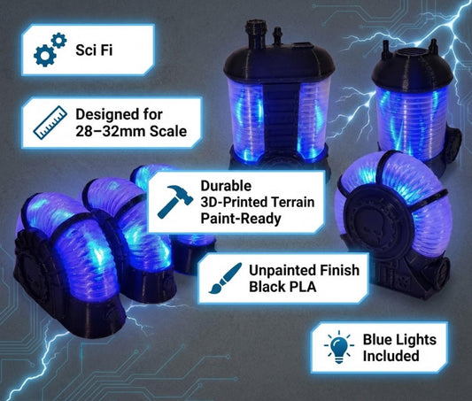 Illuminated Sci-Fi Power Generators – LED Terrain for 28–32mm Tabletop Wargames & RPGs