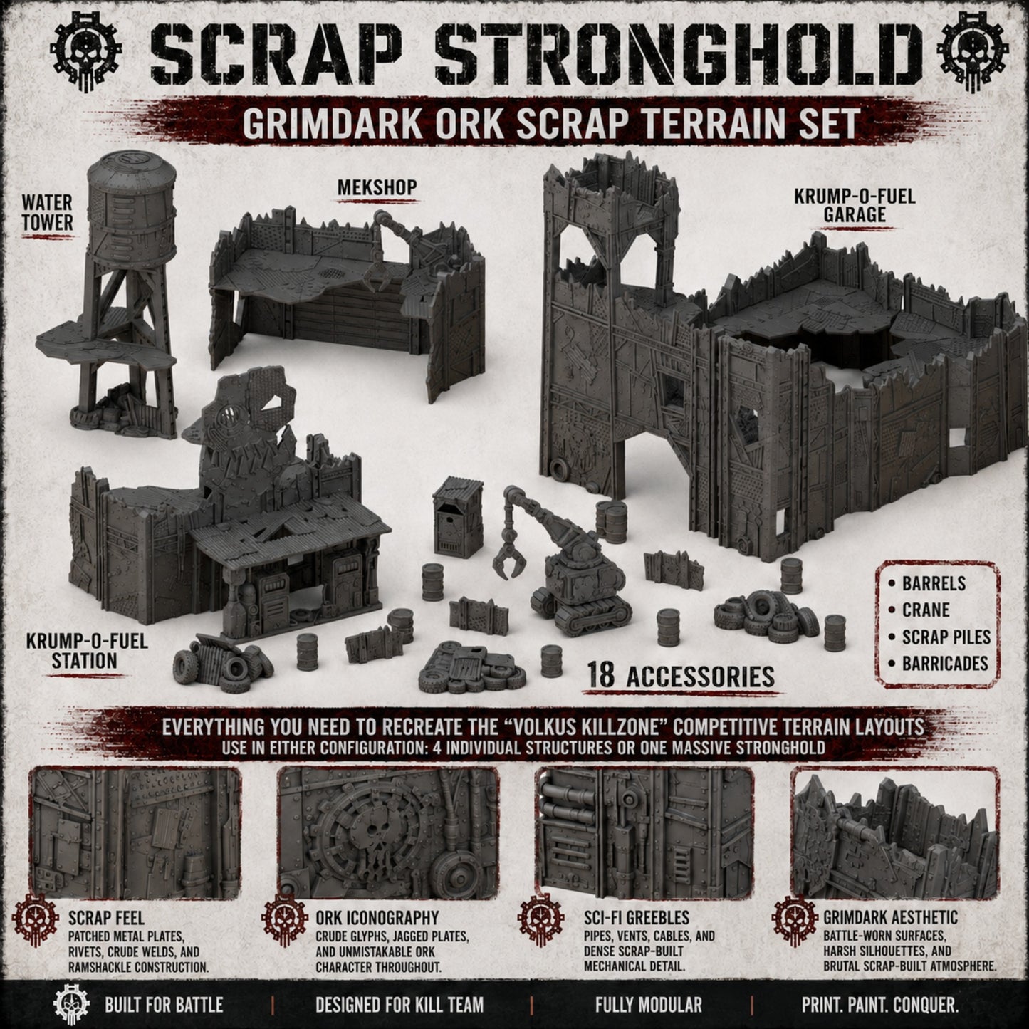 Scrap Stronghold – Scrapz Camp Ork 28mm Terrain Set