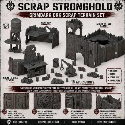 Scrap Stronghold – Scrapz Camp Ork 28mm Terrain Set