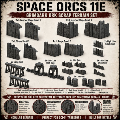 Space Orcs 11E – Scrapz Camp Ork Terrain Set