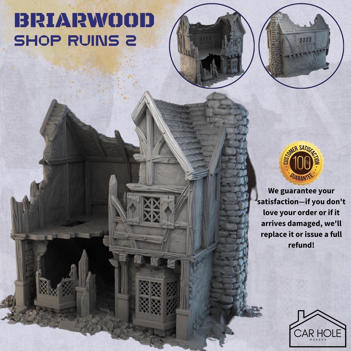 Briarwood Shop Ruins 2 RPG Terrain: Battle Damaged Shop for Dungeons and Dragons and 28mm Wargames - Dark Realms Series