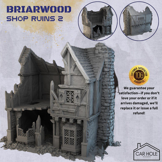 Briarwood Shop Ruins 2 RPG Terrain: Battle Damaged Shop for Dungeons and Dragons and 28mm Wargames - Dark Realms Series