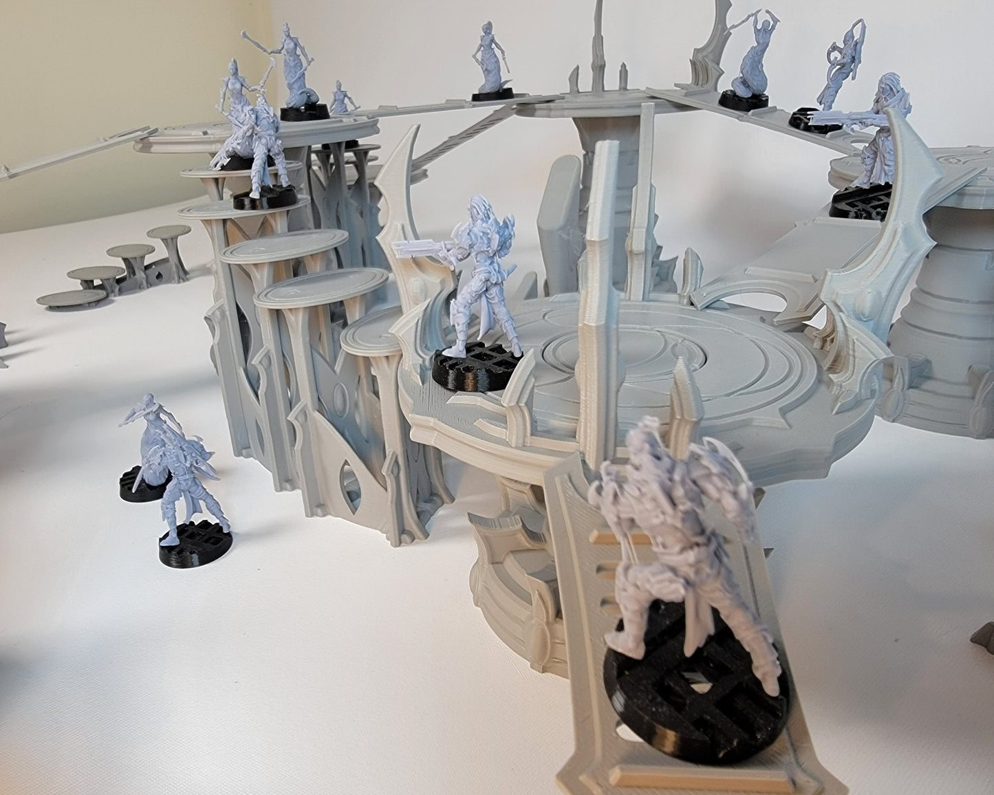Elven Platforms Space Elves War Game Skirmish terrain. Platforms, Ramps, Barricades and Stairs for your Xenos tabletop battlefields.