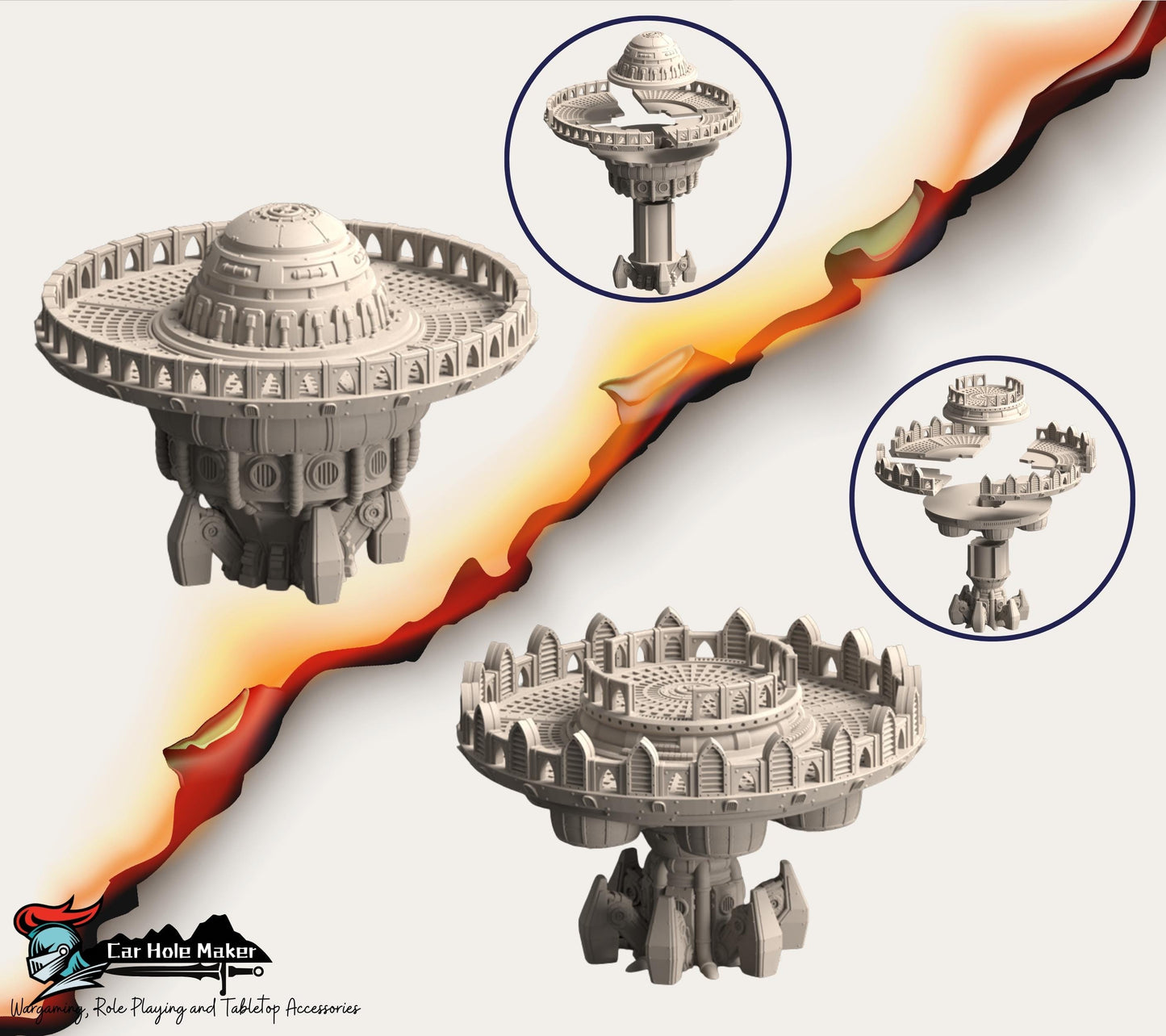 Hades Ridge Platform – Full Sci-Fi Fortress Terrain Set with Elevation & Walkways for 28–32mm Games like 40K, Kill Team, Stargrave