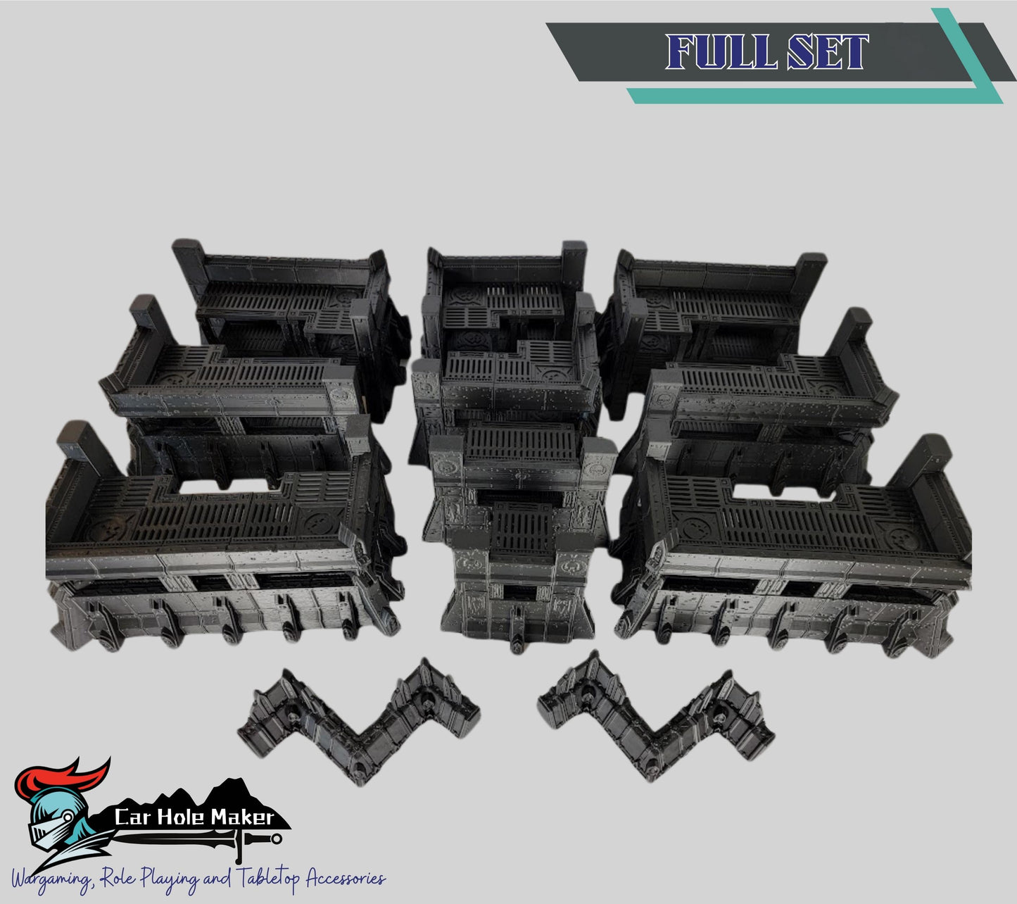Heavy Fortification Terrain Set – Grimdark Walls and Bunkers for 40K, Kill Team, Necromunda & Infinity (28–32mm Full Battlefield Coverage)