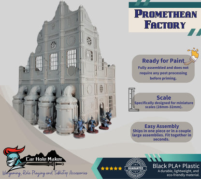Modular Factory Ruin Terrain Set for 28mm–32mm Miniatures | Configurable Industrial Sci-Fi Building