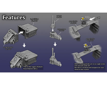Modular Industrial Terrain Set for 28mm–32mm Sci-Fi Games | Stackable Platforms & Walkways