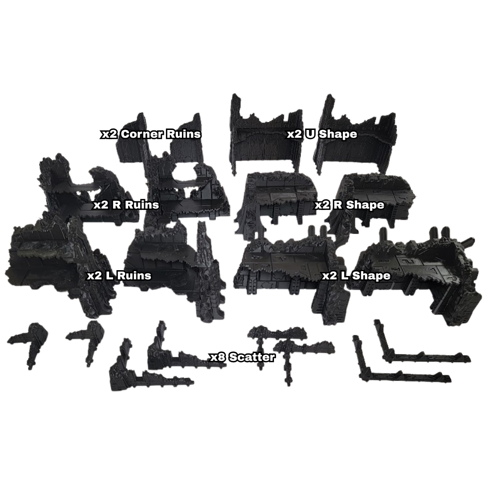 Complete Competitive Terrain – Tomb World Ruins w/ Scatter & Footprints for 44"×60" Tournament Boards (28‑32 mm)