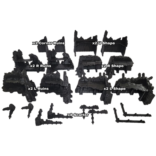 Complete Competitive Terrain – Tomb World Ruins w/ Scatter & Footprints for 44"×60" Tournament Boards (28‑32 mm)