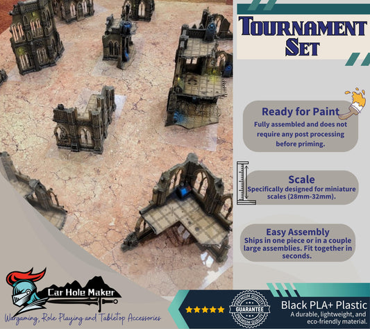 10th Edition Tournament Terrain Set – Modular Gothic Ruins for Competitive 28mm-32mm Sci-Fi Wargames & Grand Battles