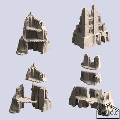 EPIC Wargame Terrain: Planet Krotone Ruins. Scenery at a 6mm to 8mm scale. Sorcerous Planet Claimed by Ruinous Powers Ravaged by War Terrain