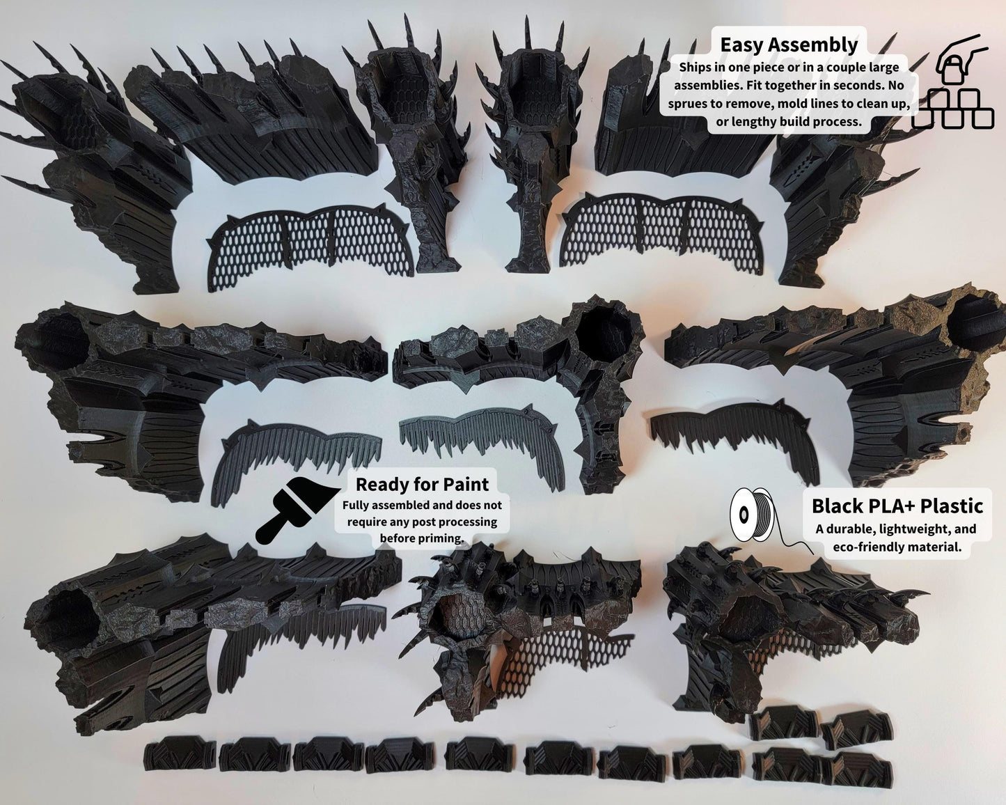Dark Elf City Competitive Gaming Table 3D Printed Wargame Terrain Dark Eldar, Drukhari Themed Pariah Nexus Tournament Ready