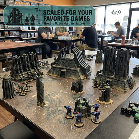 Tomb World Necropolis Terrain Set – Karnac Pyramid Monoliths for 28mm–32mm Tabletop Wargames