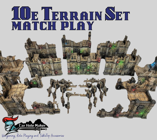 Tournament Terrain Set – Gothic Ruins with LOS Blocking & Platforms, Compatible with 28–32mm Sci-Fi Wargames and 10th Edition Match Play
