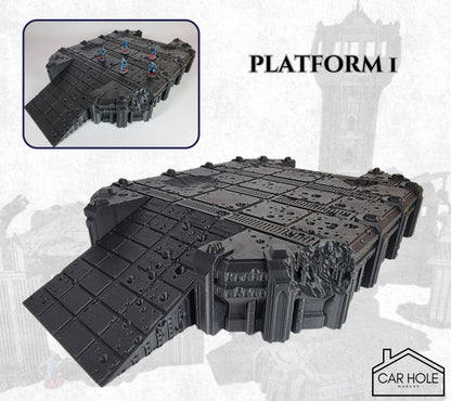 Sci-Fi Airfield Buildings – Control Tower, Ruins & Platforms for 28mm Wargames
