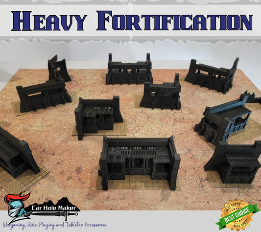 Heavy Fortification Terrain Set – Grimdark Walls and Bunkers for 40K, Kill Team, Necromunda & Infinity (28–32mm Full Battlefield Coverage)