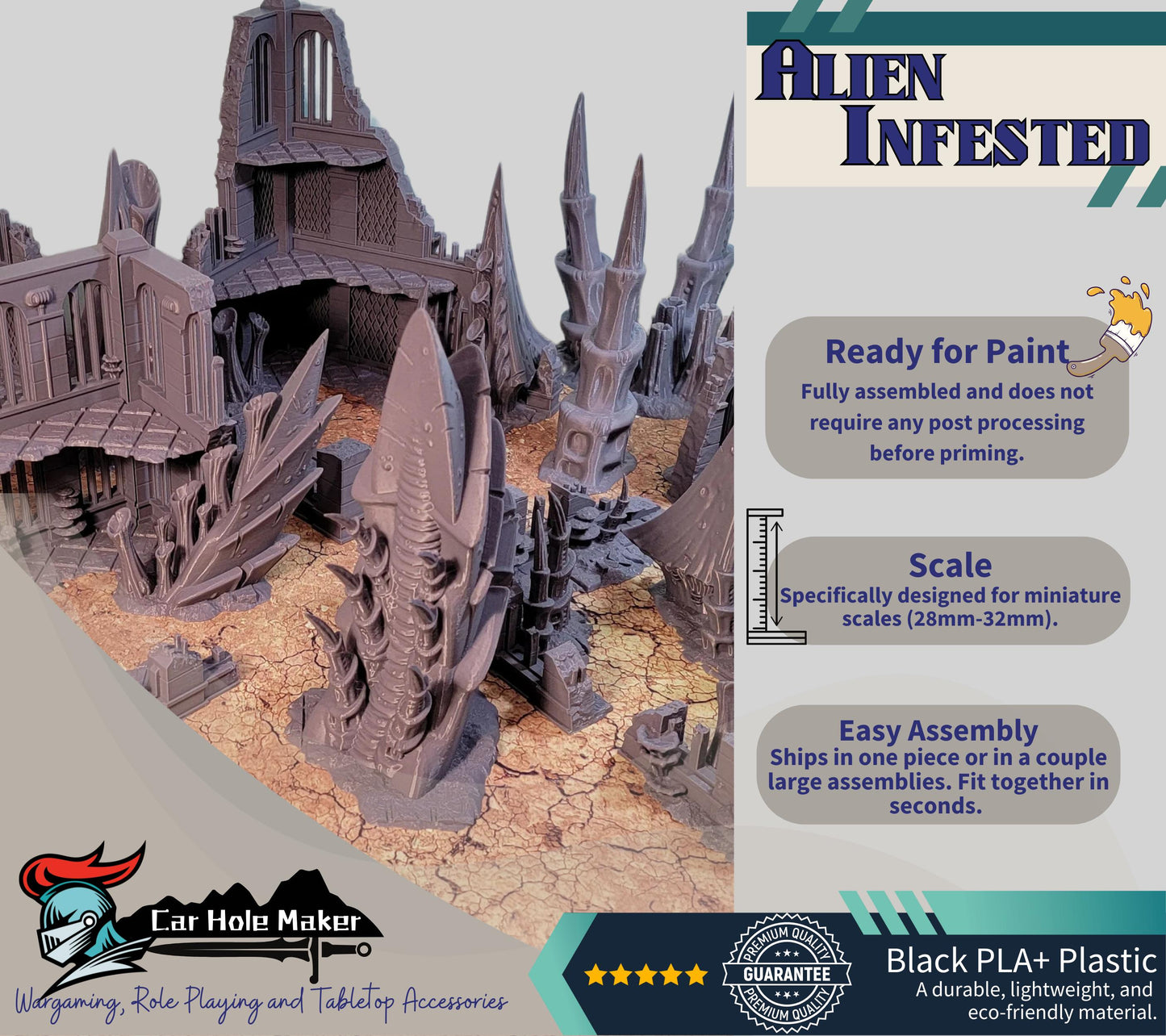 Alien-Infested Sci-Fi Ruins – Modular Terrain for 28mm-32mm Tabletop Wargames & RPGs