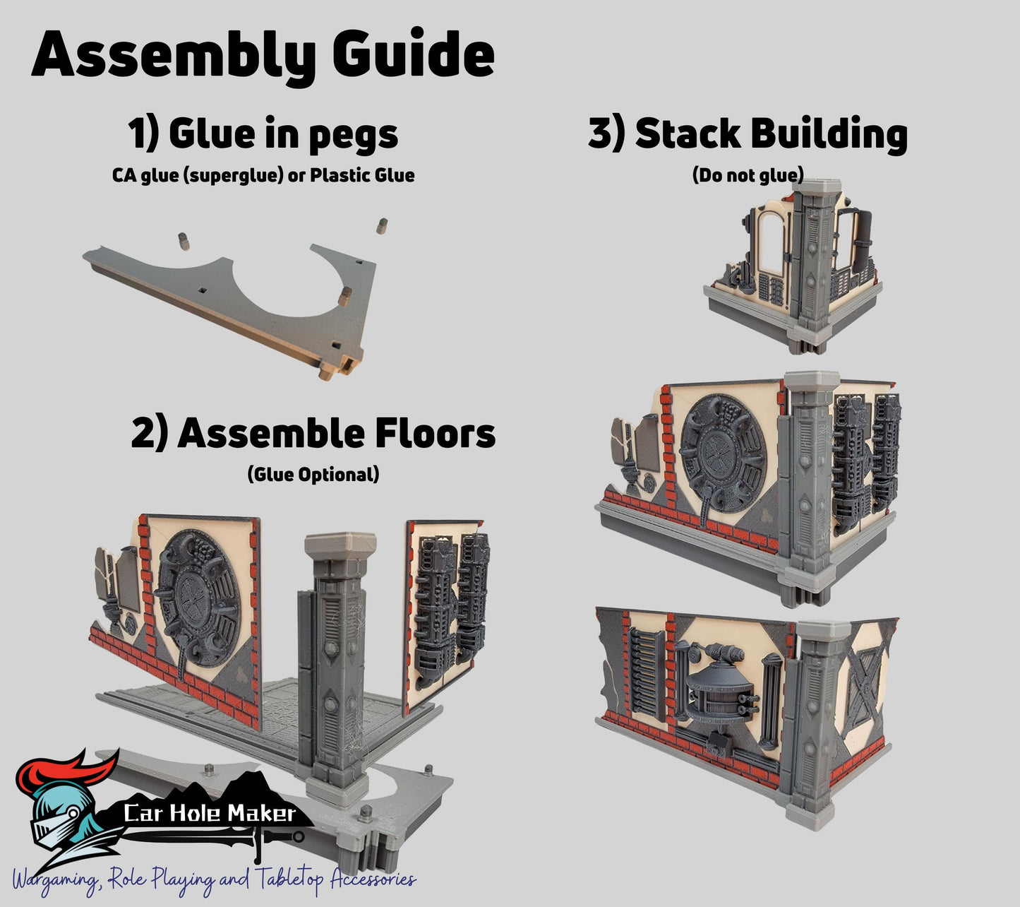 Full Color Mechanical Ruin Terrain Set – Multicolor 3D Printed Sci-Fi Walls & Crates for Kill Team, Necromunda, and 40K (28–32mm)