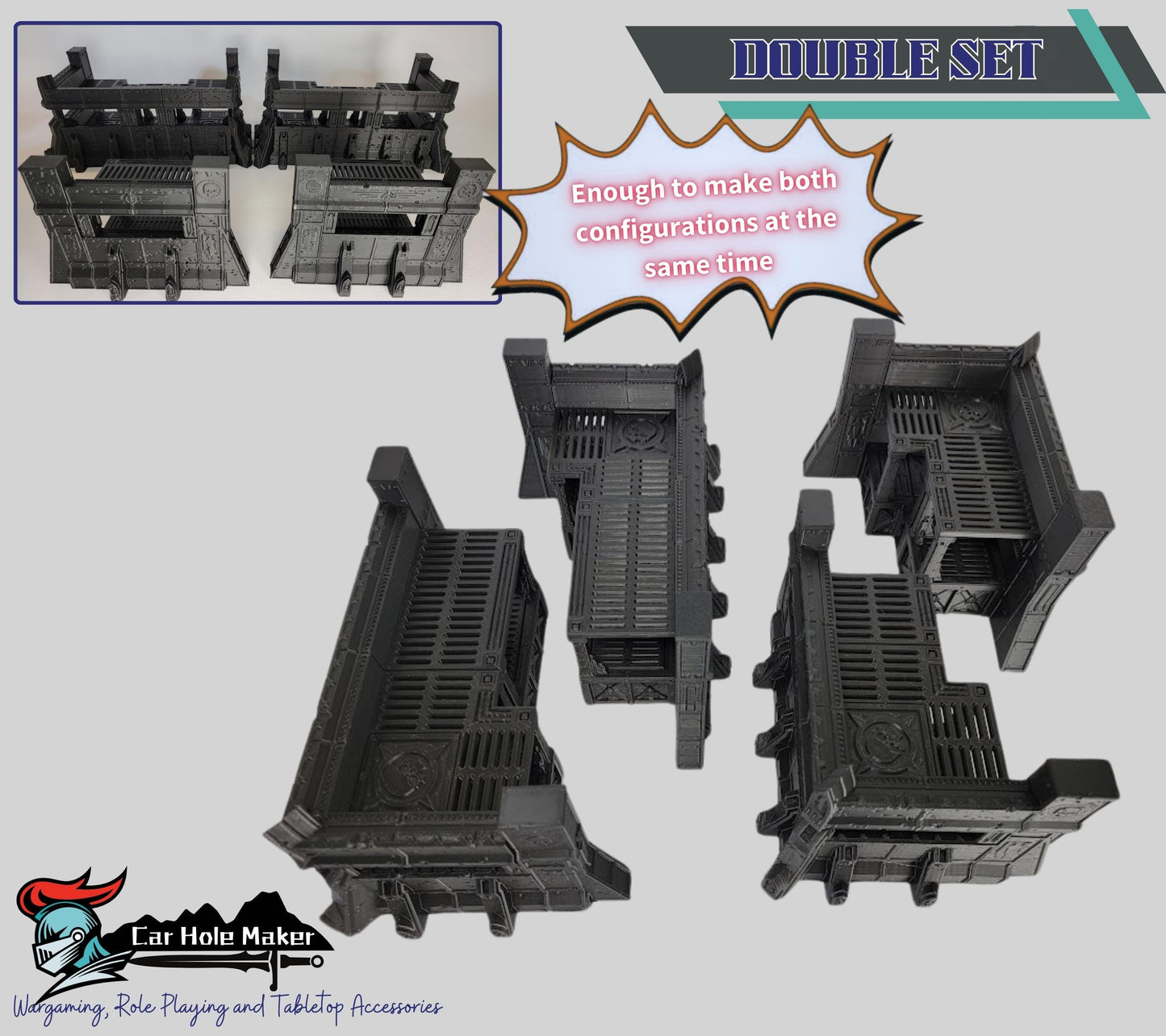 Heavy Fortification Terrain Set – Grimdark Walls and Bunkers for 40K, Kill Team, Necromunda & Infinity (28–32mm Full Battlefield Coverage)