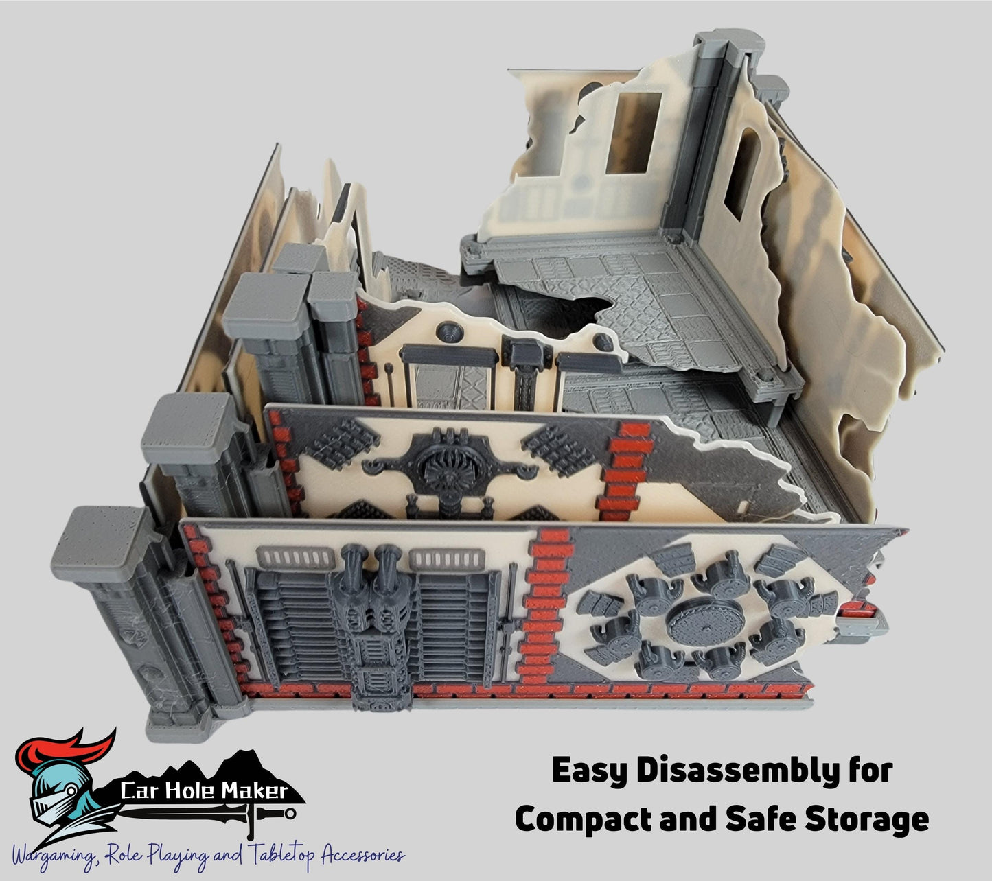 Full Color Mechanical Ruin Terrain Set – Multicolor 3D Printed Sci-Fi Walls & Crates for Kill Team, Necromunda, and 40K (28–32mm)